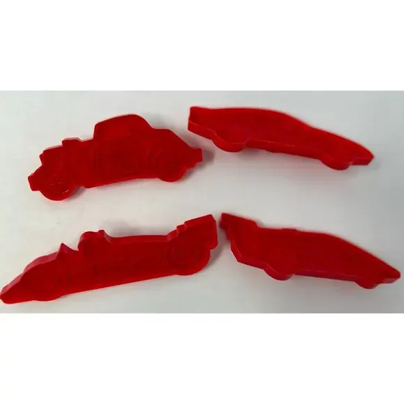 Wilton 1991 Plastic Red Race Cars‎ Set of 4