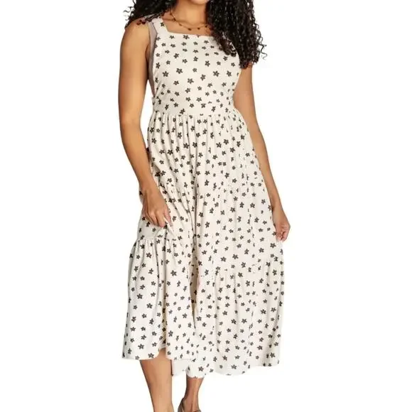 Polagram Naturally Chic Flower Fields Corduroy Tiered Womens Maxi Dress Size 1XL