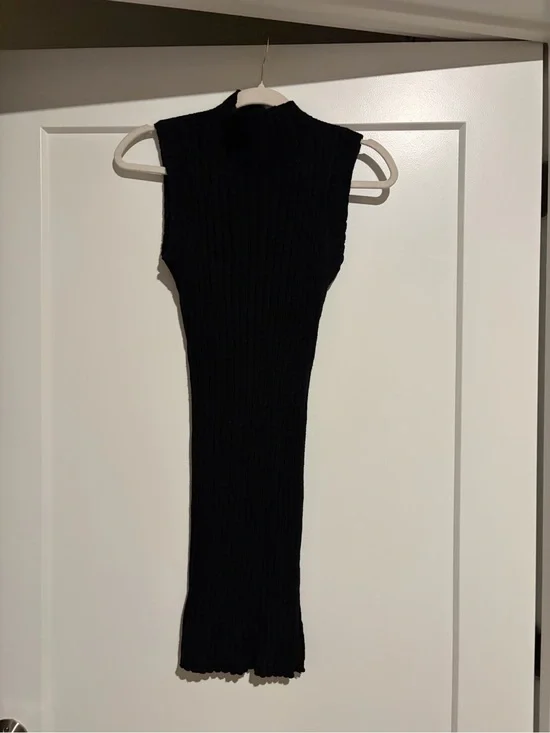 Express Black Ribbed Sleeveless Midi Dress