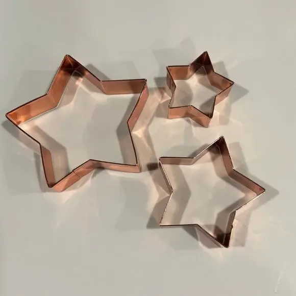 Star Shaped Cookie Cutters Copper 3 Nesting Set of Three 4