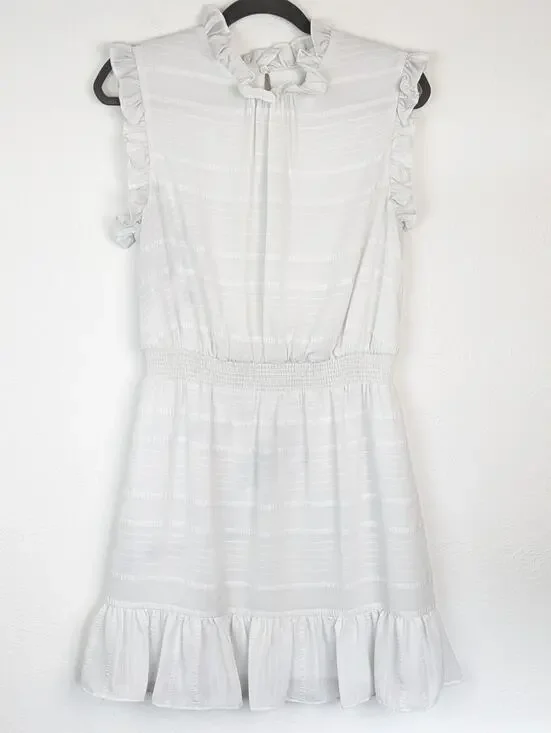 Avec Les Filles Dress Tonal Stripes Ruffles Spring Summer Romantic White Size 10