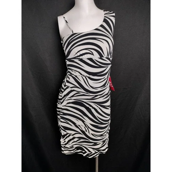 Zebra dress Med bodycon ruched sides party dance clubwear sassy fun cruise