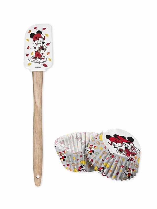 Disney Harvest Minnie Mouse Baking Spatula and Cupcake Liners - Football Season