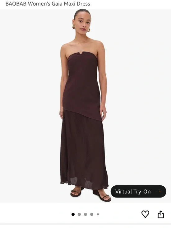 Baobab Collection Strapless Dark Brown Maxi Dress with Ring Detail