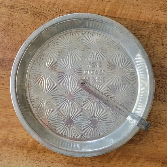 Ovenex Made in England Pie Tin Vintage Silver Starburst Pattern Rotating Release