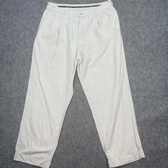 Polo Ralph Lauren Pants Men's Size 44x32 Khakis Classic Fit Pleated Cuffed‎ Hem