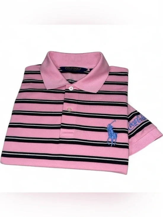 NWOT Polo Golf Ralph Lauren BIG Pony Pro Fit Pink Stripe Polo Shirt Men’s Size S