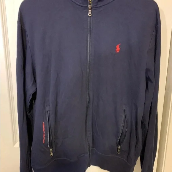 Polo‎ Ralph Lauren Mens Sz M Sport Performance Fleece Track Jacket Full ZIP Blue