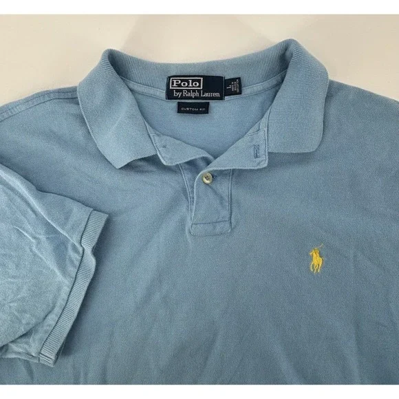 Polo Ralph Lauren Polo Shirt Men LargeBlue Custom Fit Short Sleeve Pony Logo
