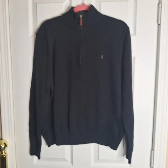 Polo Ralph Lauren Black Zip-Up Sweater Size Large