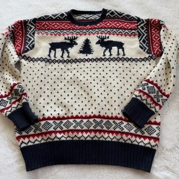 Polo Ralph Lauren Nordic Moose Christmas Sweater Men’s L-XL Wool Blend Holiday