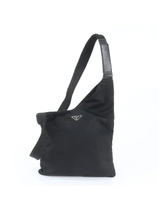 Prada Tessuto Nylon Triangle Logo Leather Shoulder Bag Crossbody Messenger