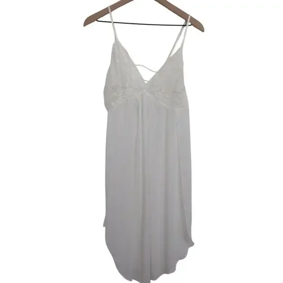 In Bloom by Jonquil Women Sz M White Sheer Lace Slip Dress Delicate Feminine