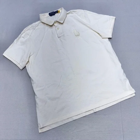 Polo Ralph Lauren Mens XL Cream Big Pony Classic Fit Short Sleeve Polo Shirt