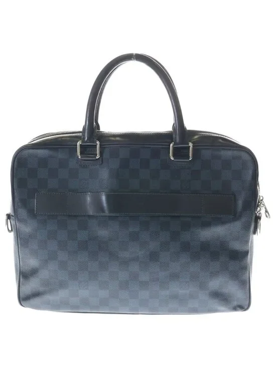 Louis Vuitton Damier Graphite Business Shoulder Bag Navy Black Leather Silver