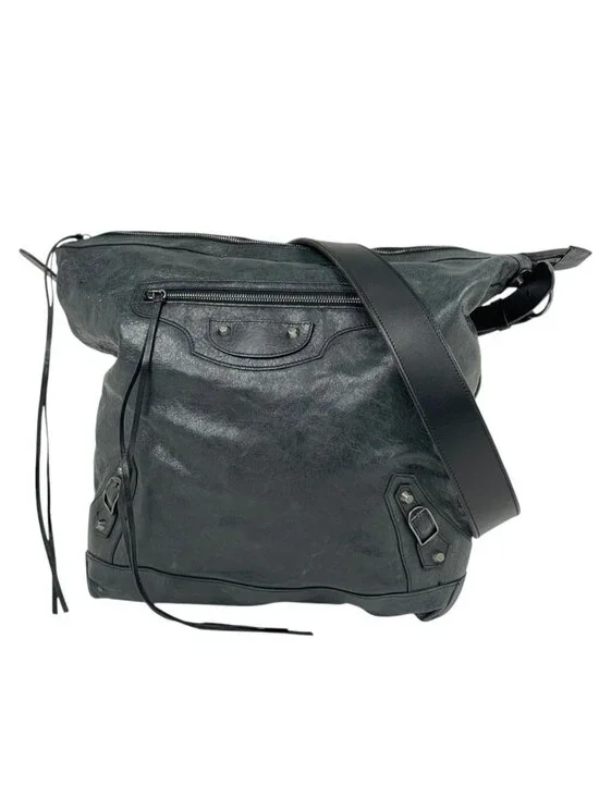 Balenciaga Shoulder Bag the Day Leather Dark Gray