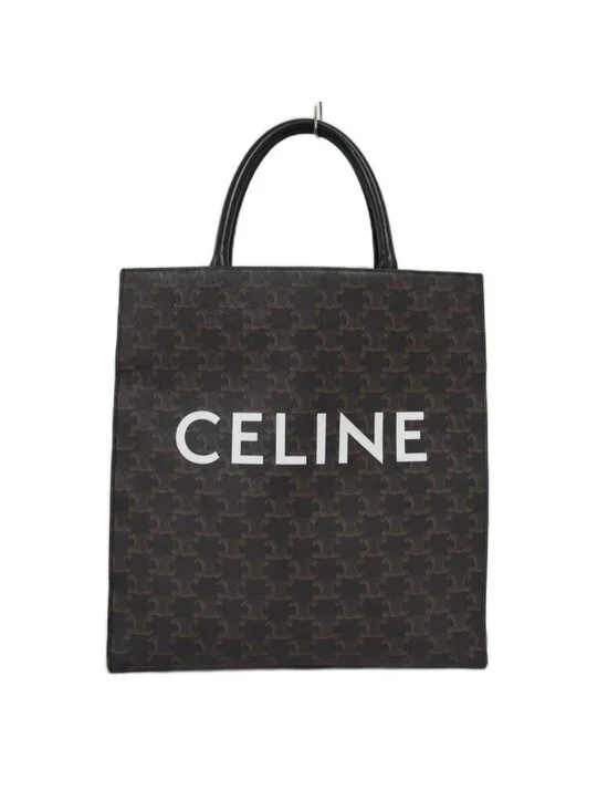 Celine Shoulder Bag Tote 2-Way Triomphe Canvas Vertical Cover Logo Brown
