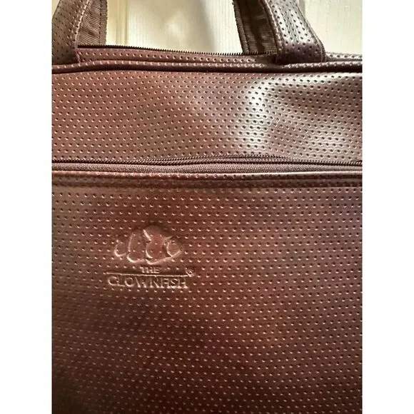 THE CLOWNFISH Brown leather Laptop Messenger Bag Shoulder Hand Bag.‎