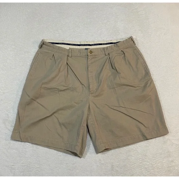 Polo Ralph Lauren Tyler Short Mens 40 Khaki Tan Pleated Chino Cotton Shorts