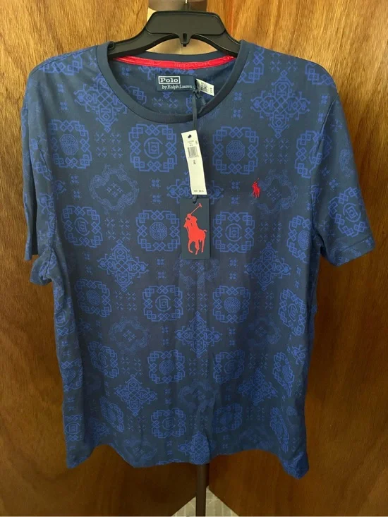 NEW POLO RALPH LAUREN x CLOT sz XL Navy Blue Logo Print Short Sleeve Tshirt Tee