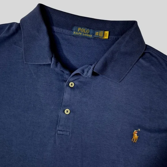 Polo Ralph Lauren Polo Shirt Mens 2XB Blue Short Sleeve‎ Preppy Flesh Pony