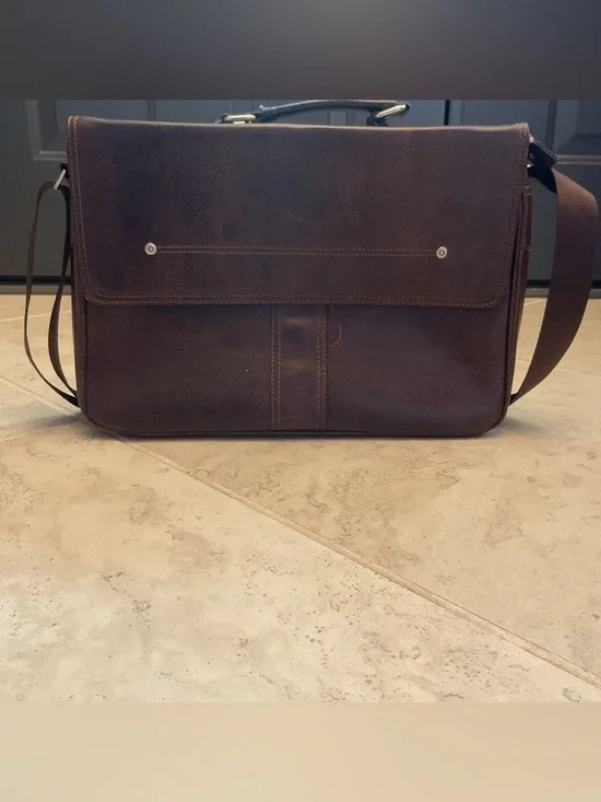Men's Brown Leather Messenger Bag/briefcase- Classic Carryall