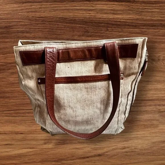 Osgoode Marley Beige Camo Canvas and Leather Messenger Shoulder Bag