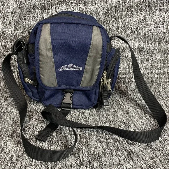 Vtg Eddie Bauer Navy Blue Crossbody Camera Bag Shoulder Travel Pouch Y2K 2007