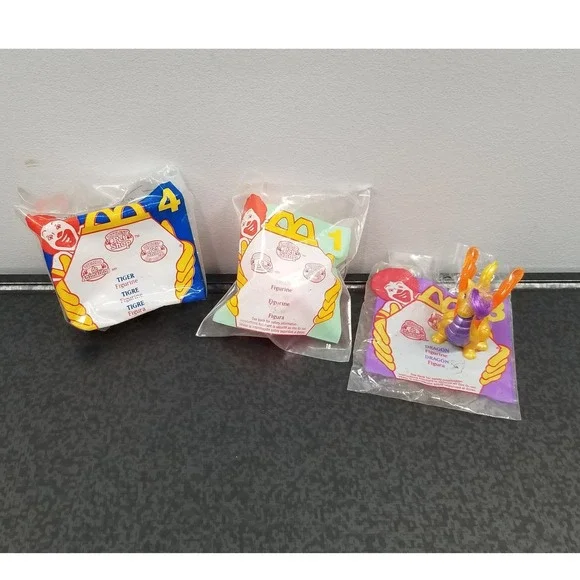 Vintage 1996 Littlest Pet Shop McDonalds Happy Meal Toys Tiger Swan Dragon Lot
