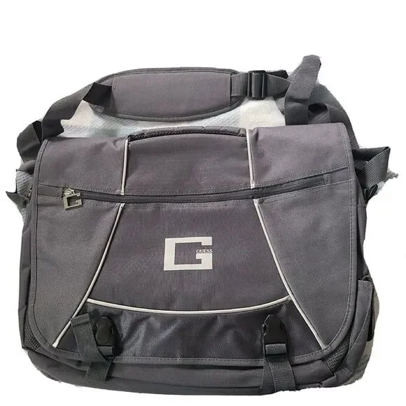 Guess  Messenger Bag Gray  nylon Unisex Crossbody Bag padded new  19x14