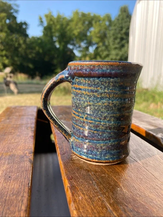 Handmade Blue Speckled Ceramic Espresso Mug 3.5