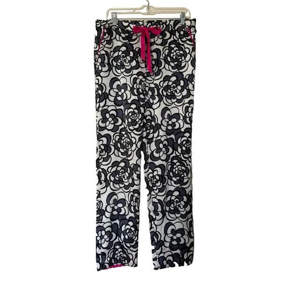 Juicy couture Floral Pajama Bottom Size M Black White