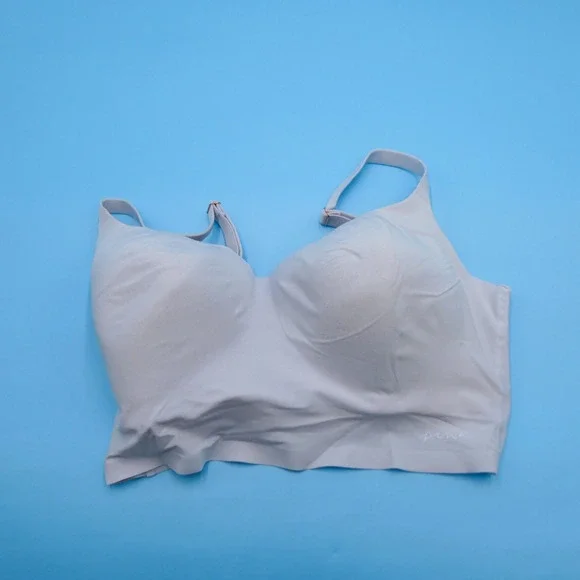 PINK Bralette Womens Small DD Wireless Lightly‎ Lined Grey Pink Recycled Nylon