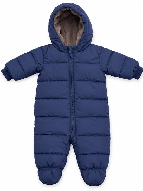 Baby Gap 6-12M Hooded Fleece Lined Puffer Bunting Snowsuit Navy Infant