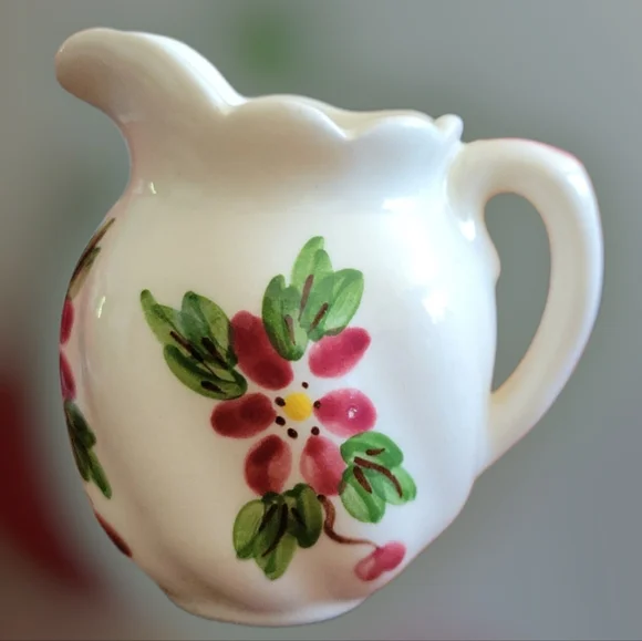 Vtg Creamer Pitcher Bud Vase Porcelain Flowers Leaves Tea Coffee
