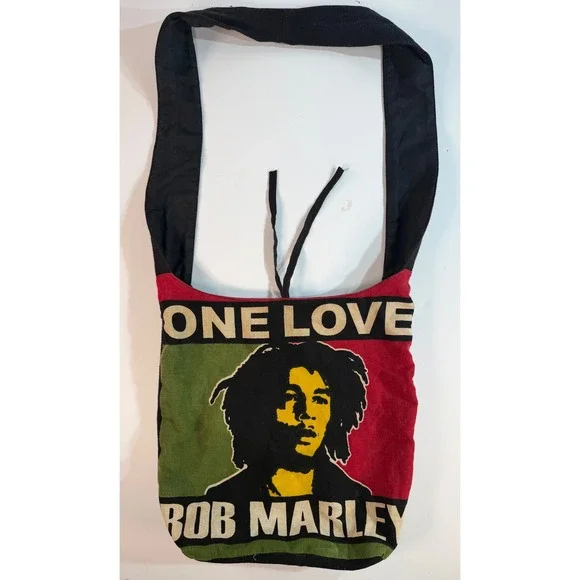 Bob Marley One Love Crossbody Sling Bag Rasta Reggae Canvas Hobo Tote Multicolor