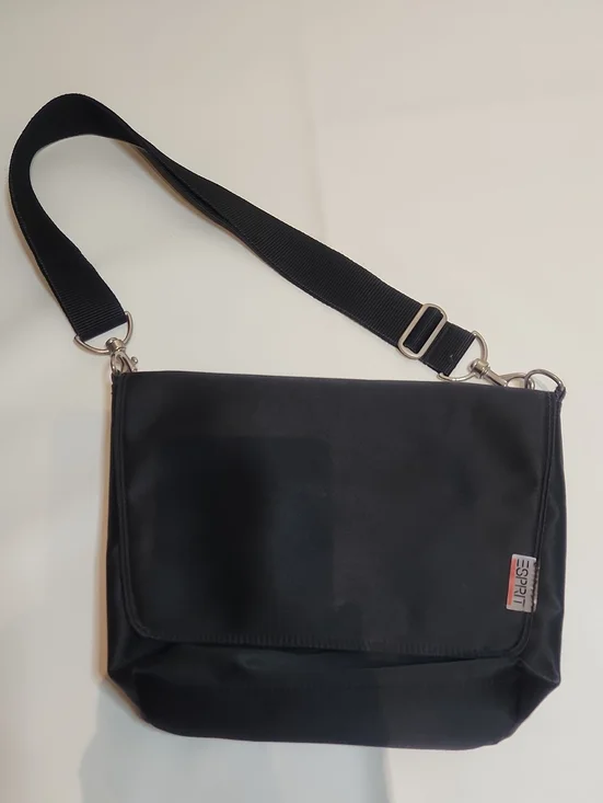 Vintage ESPIRIT Black Nylon Messenger Crossbody Bag