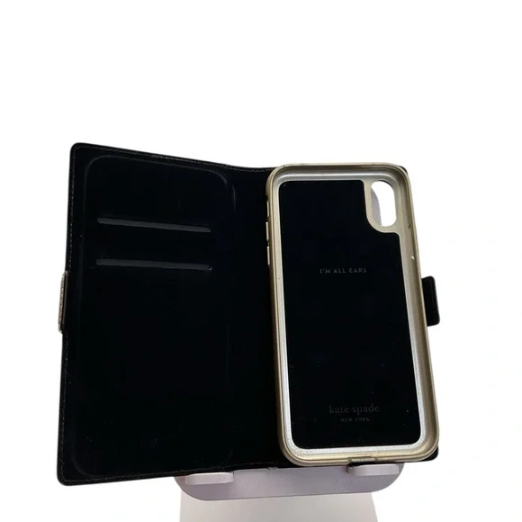 Kate‎ Spade Black and Gold Folio Phone Case phone removeble