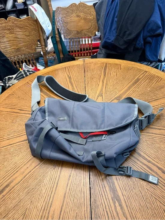 Timbuk2 Slate Gray Messenger Bag with Red Trim
