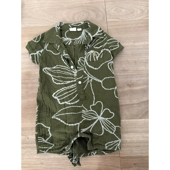 Baby Gap Olive Green Tropical Romper –‎ 6-12 Months Gauze One Piece