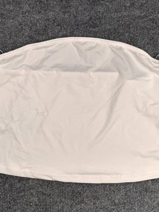 Women's White Tube Top Polyester Cotton Blend Strapless No Size Tag L /XL MSMTS