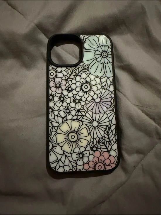 SHEIN Pastel Floral Phone Case with Black Border
