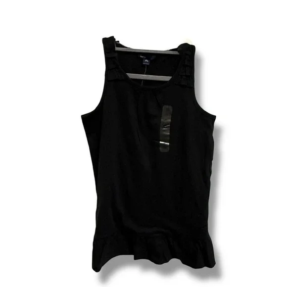 GapKids Black Ruffle Tank Top Girls Size XXL 14 16 Cotton Ruffle Hem New W/ Tags