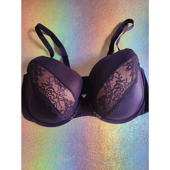 Adore Me Bra Size 40DDD Purple Padded Underwire Adjustable Clasp Back