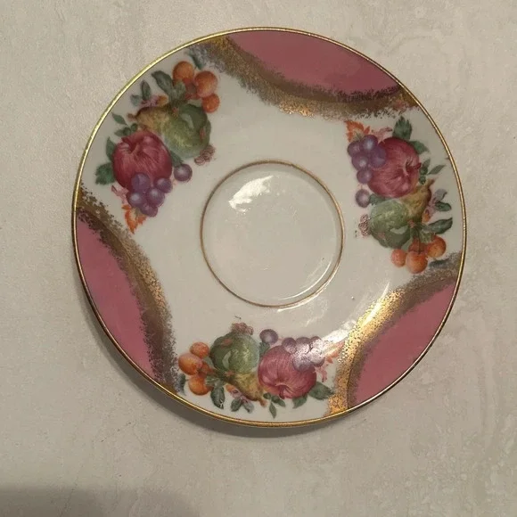 Napco VTG Original Hand Painted Saucer Numbered IYD-256 Fruit Theme 6” Diameter