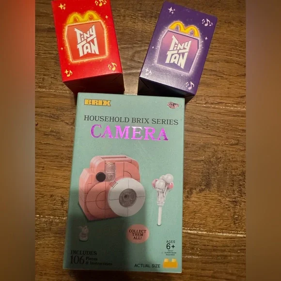 McDonald’s BTS Tiny Tan lot of 2 figures & Brix camera NEW in box happy meal toy