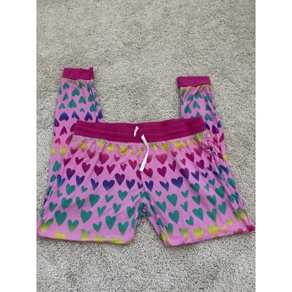 Little Sleepies Pink Ombré Hearts PJ Joggers Women’s M Cozycore Lounge Luxe