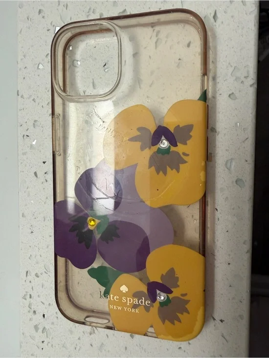kate spade Clear Floral iPhone Case with Yellow & Purple Pansies