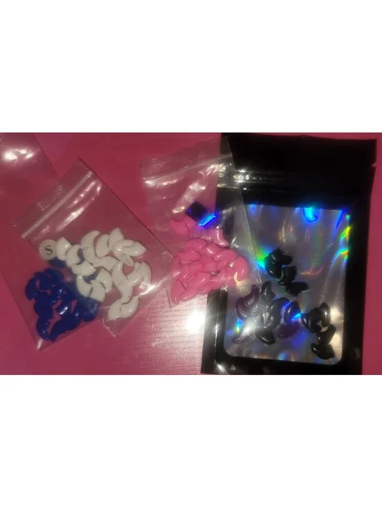 CAT PLASTIC NAIL CAPS - SMALL - WHITE, PINK, BLACK AND BLUE