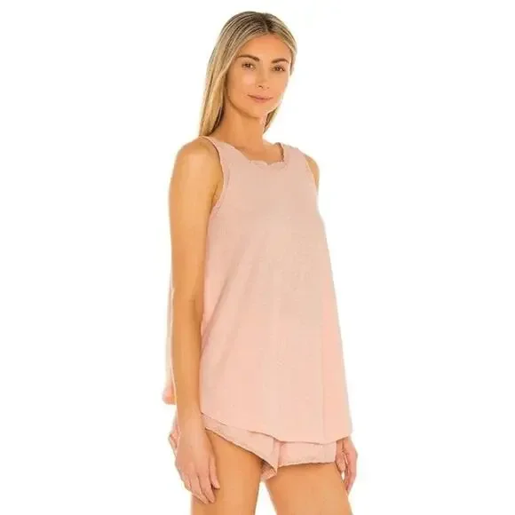 The Great Top Womens 3 Large NWT Pajama Lace‎ Slouch Sleep Tank Rose Dust Pink